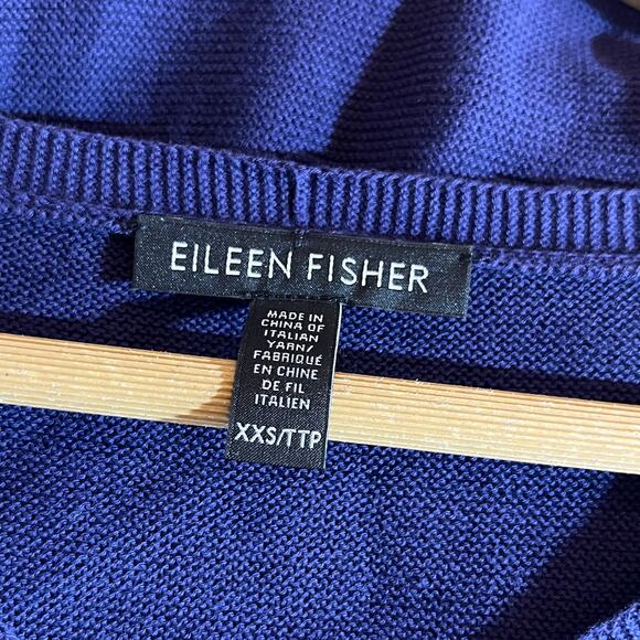 Eileen Fisher Sweater Womens Size XXS Blue Knit Long Sleeves V-Neck Tunic - Picture 5 of 8